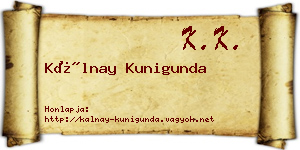 Kálnay Kunigunda névjegykártya